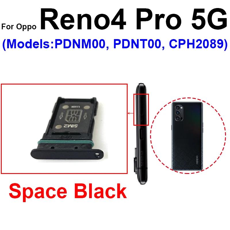 SIM Card Tray For OPPO Reno Reno 4 5G Reno 4 Pro 5G Reno 4SE Reno 4 Z 5G SIM Card Socket Card Reader Holder Slot Repair Parts