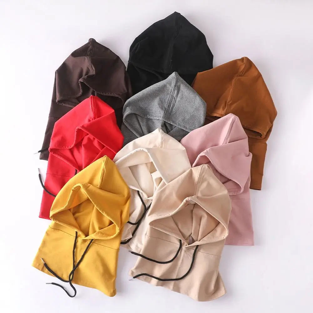 Streetwear Soft Cotton Balaclava Windproof Winter Neck Warm Hooded Hat Beanies Outdoor Sports Light Thin Hood Scarf Unisex 4