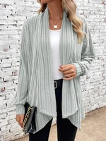 Autumn and Winter New Women's Long Sleeve Solid Loose Cardigan Coat Women 1