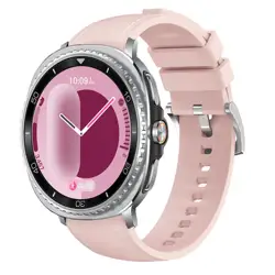 Premium Silicone and Leather Watch Strap - Comfortable and Stylish Wristband - 8 classic 46mm (Pink)