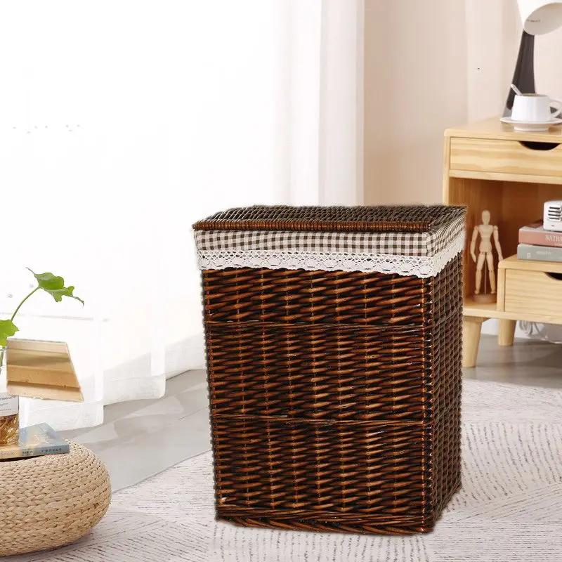 Dirty clothes basket rattan storage  dirty  household  large with lid dirty clothes basket fruit basket 3