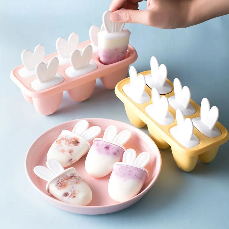 

1pc Rabbit Ear Shaped Handle Popsicle Mold (6 Grids) Ice Cream Mold Ice Cream Mold Ice Cream Mold Ice Cube Tray