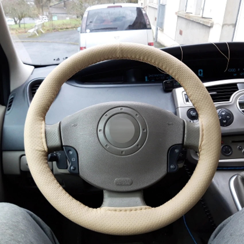 Braid On Car Steering Wheel 38cm Texture Soft PU Artificial Leather Car Covers steering wheel cover