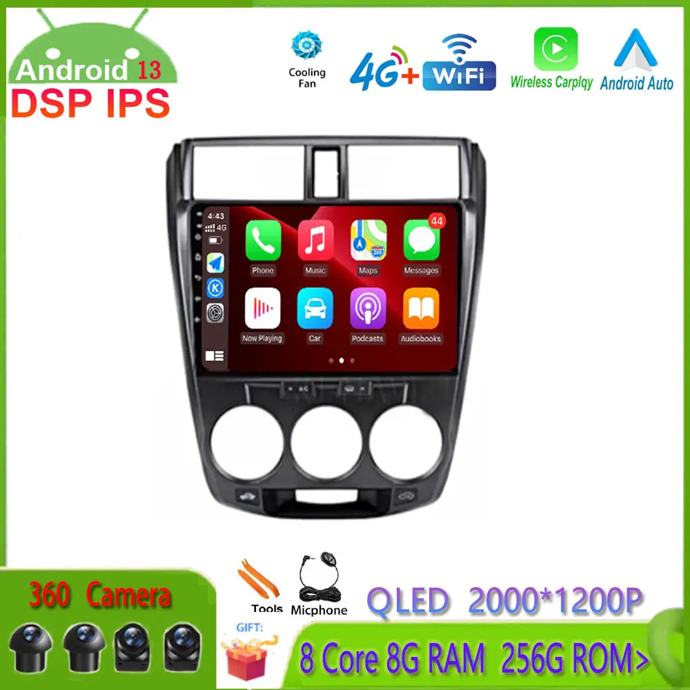 

10.1 Inch For Honda City 2008 2010 -2013 Android 13 Car Radio Multimedia Video Player GPS Navigation WIFI 4G Lte Autoradio DSP