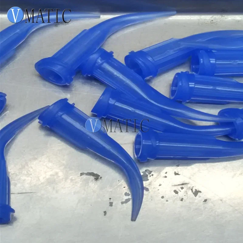 Quality 100Pcs 22G Blue Color TT Tapered Bend Bent Dispensing Plastic Needle Tips