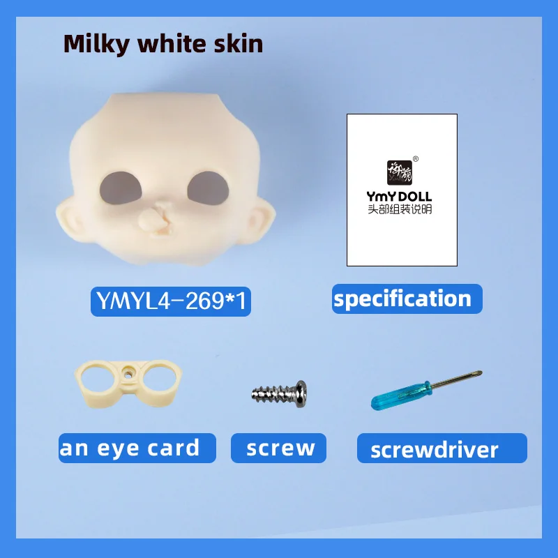 Milky White YMY Doll Replacement Head Face GSC Face Eye OB11 Elf Ear Cat Face Accessories For Obitsu 11, P9, Penny, Nendoroids 3
