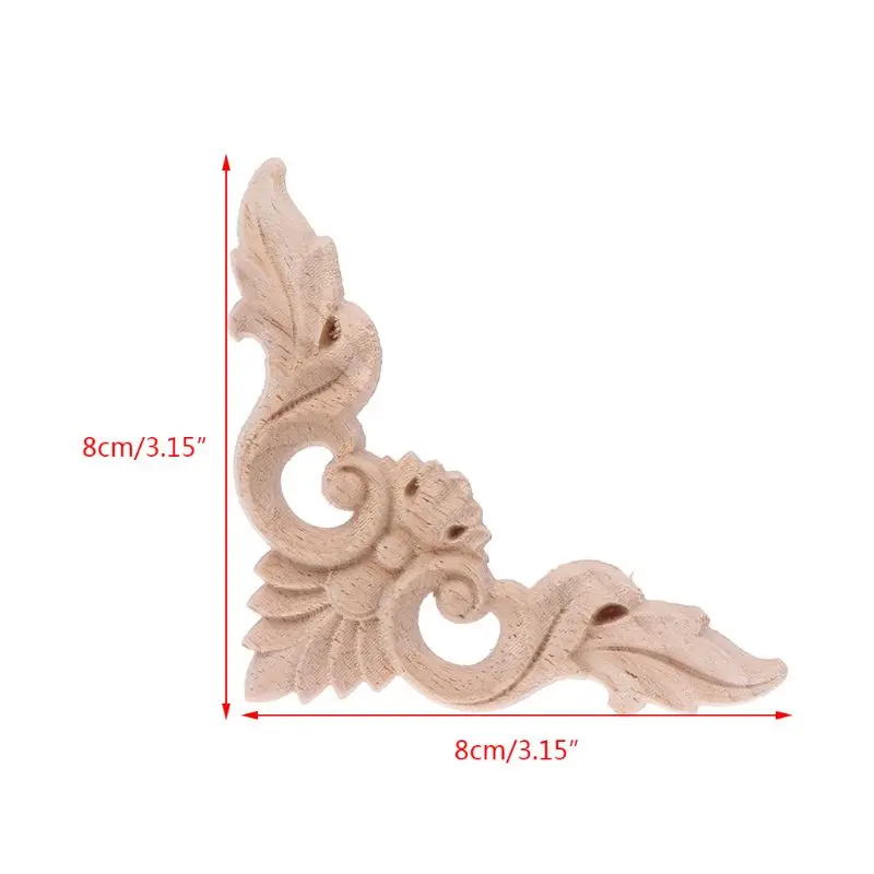 4 개/대 나무 조각 코너 꽃 Onlay Applique 도색되지 않은 프레임 찬장 캐빈 Dropship