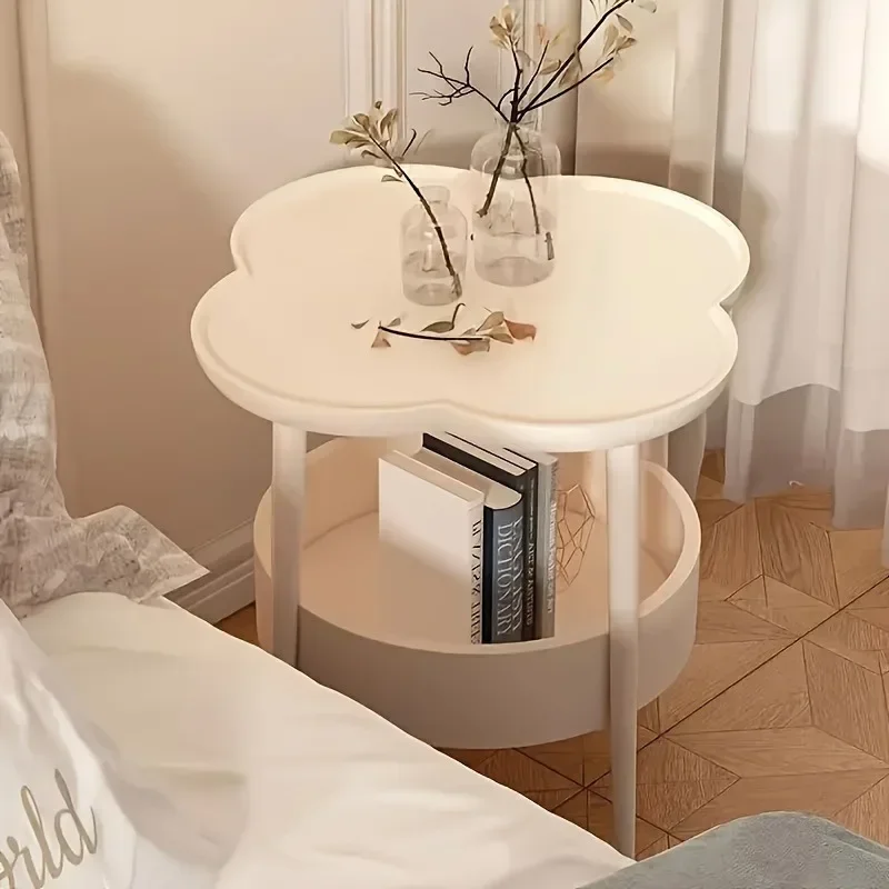 Clover Sofa Side Table - Double Layer Coffee Table for Living Room  Bedroom Storage