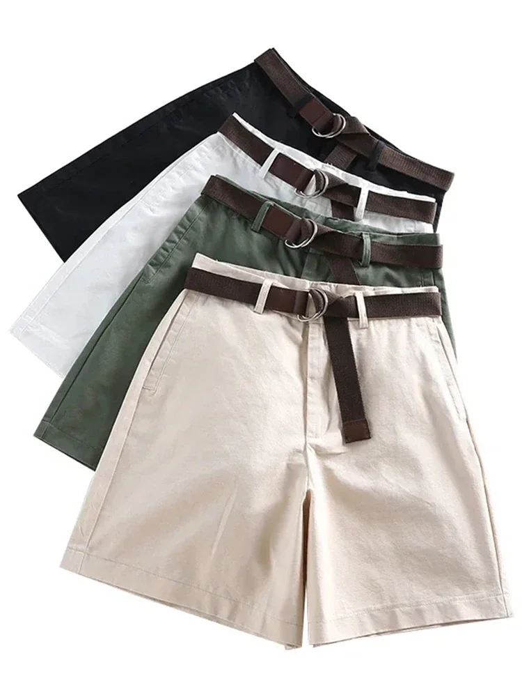 Shorts All-match A-line High Waist Slim Short Femme Chic S-XXL Ladies Bottom 4 Solid Color Sashes Casual Chicly Shorts Women