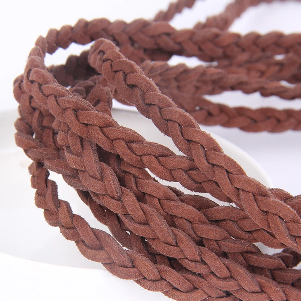 Cuero Cordón, 5,47 Yardas 2,6mm Plano Gamuza Cuerda Tira Para Bolso