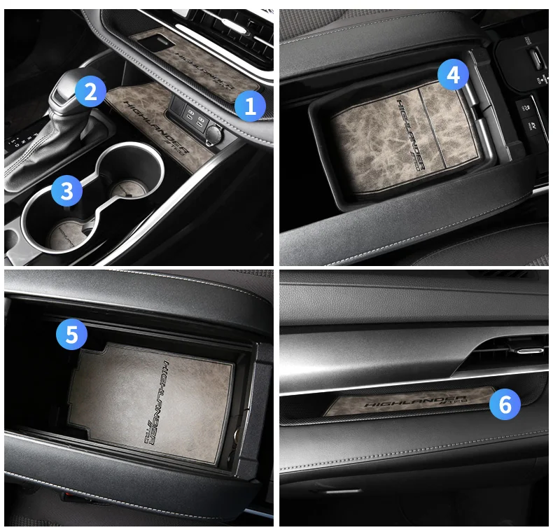 Für Toyota Highlander XU70 KLUGER 2020 2021 2022 Auto Nicht-slip Tür Slot Matte Wasser Bahn PU Anti-schmutzig Pad Innen Zubehör – Detail 9
