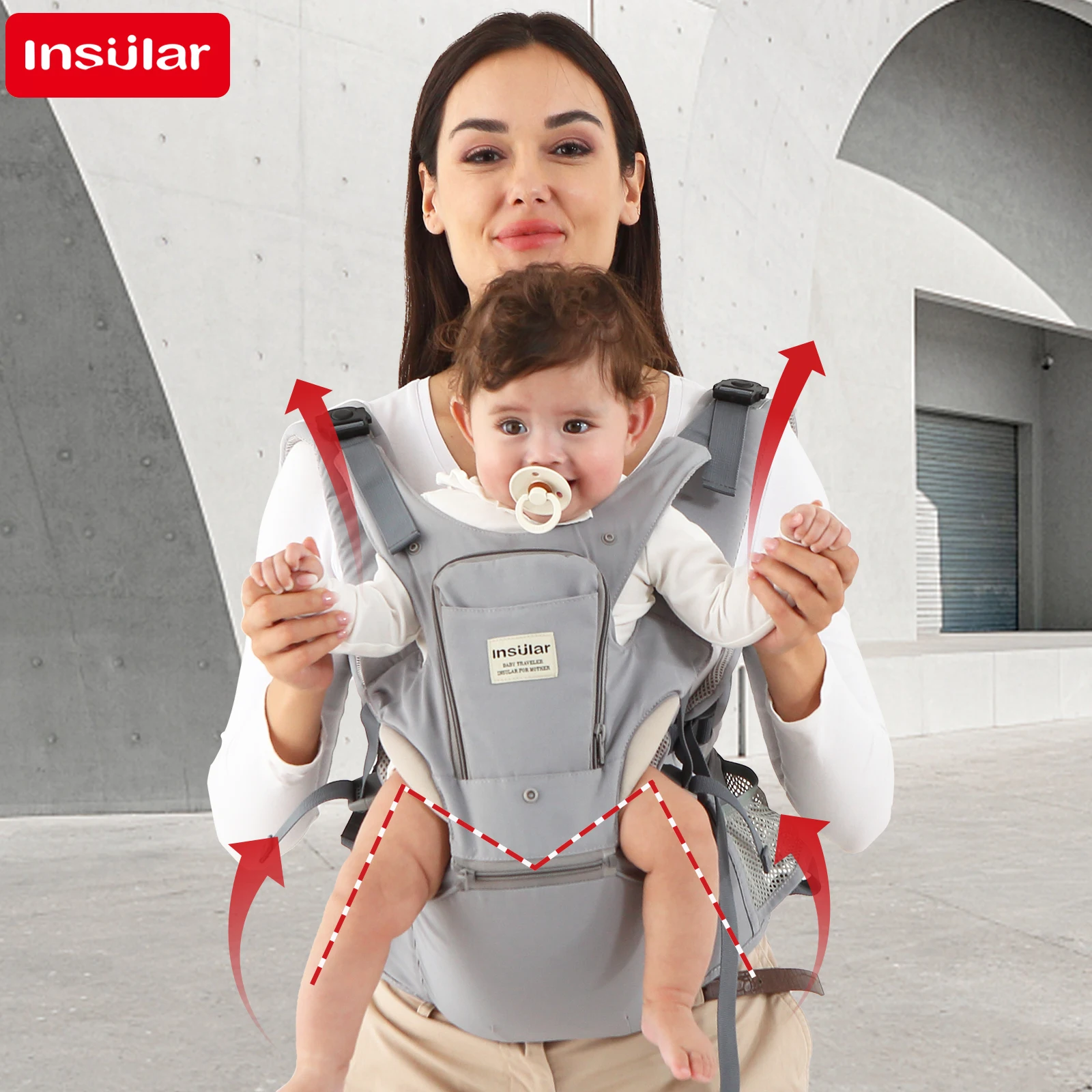 INSULAR Baby Carrier Breathable Child Waist Stool With Hip Seat Waist Stool Front Hold Portable Multi-functional 0-2Y 2