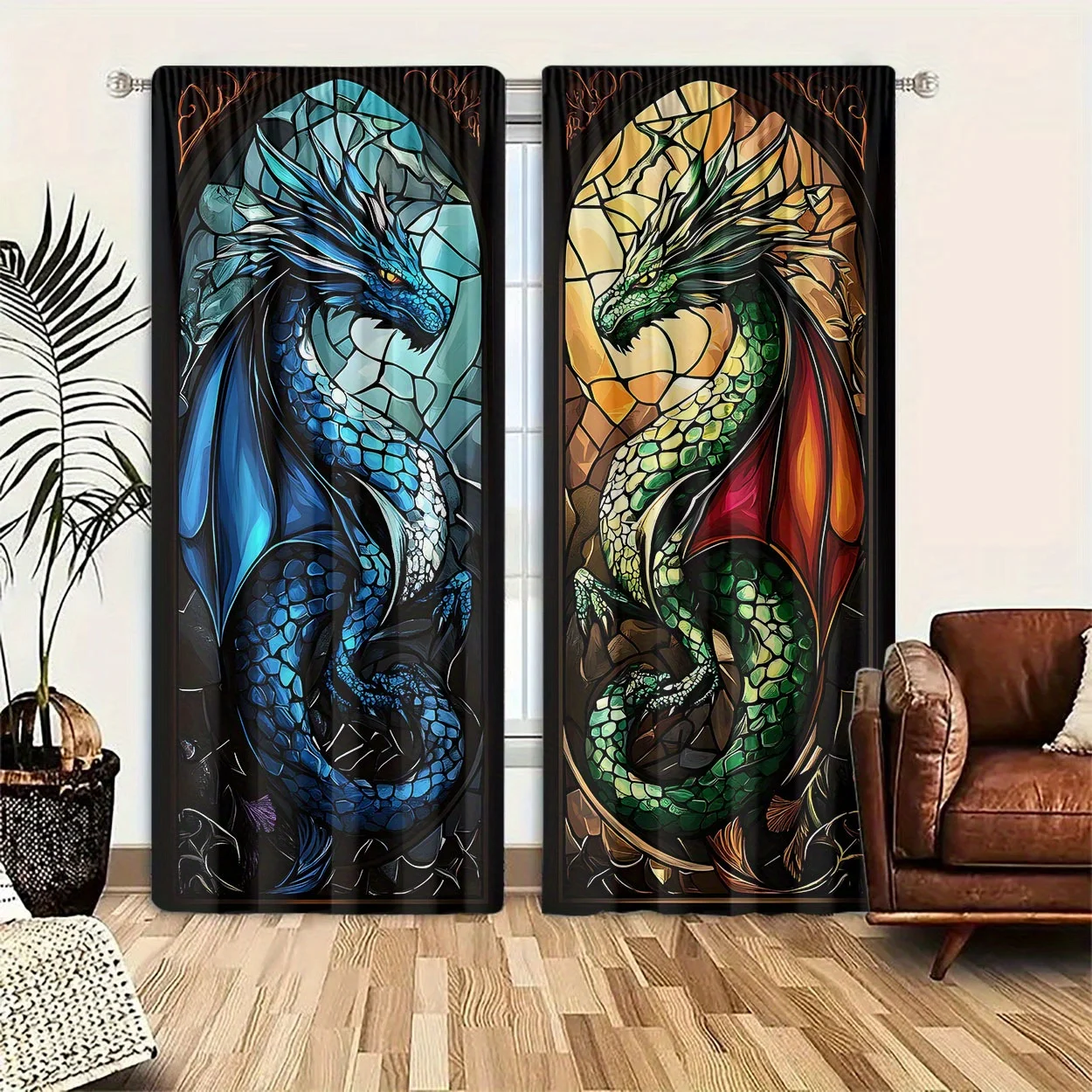 3D Tree Dragon 085 Vincent Hie Curtain Curtains Drapes