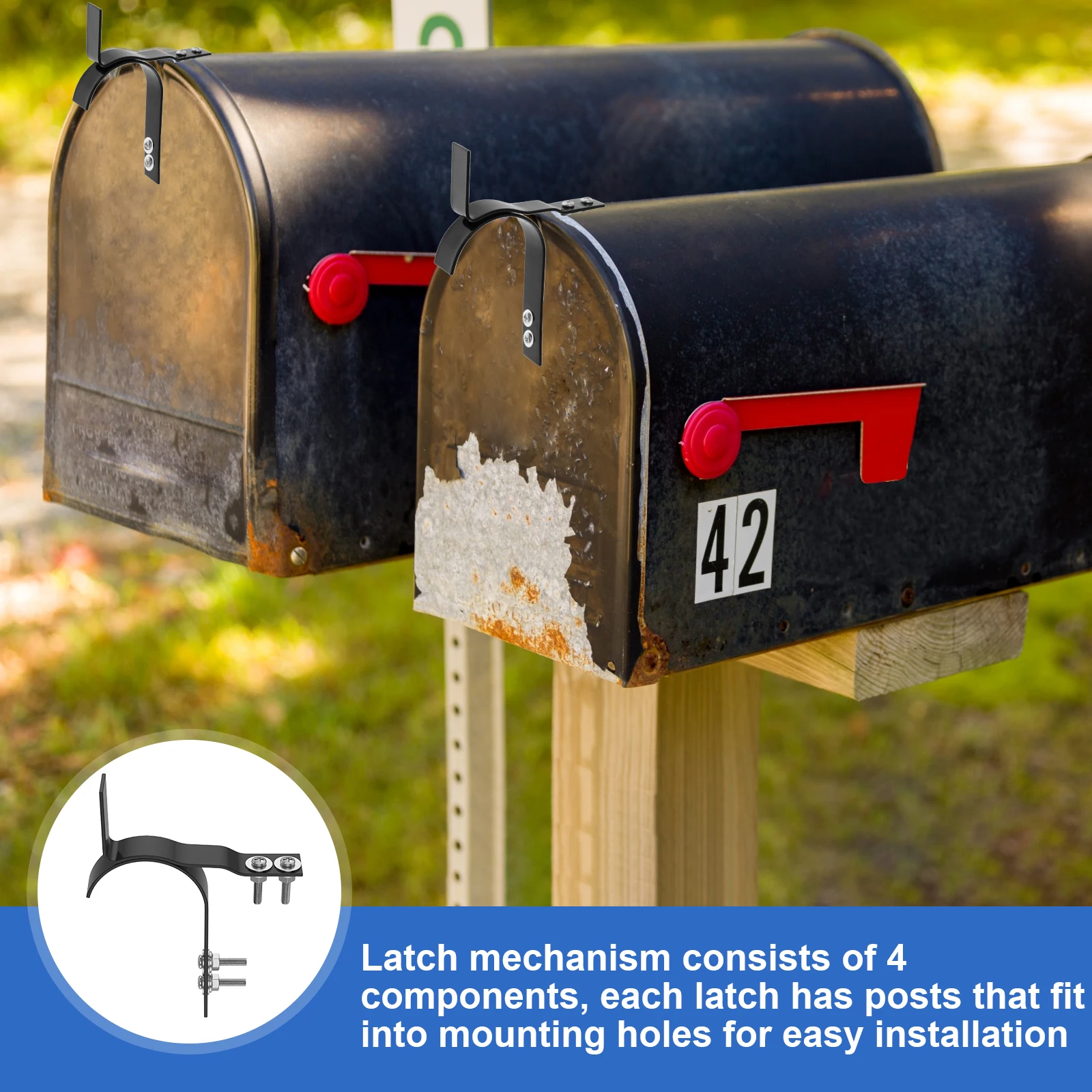 Secure Post Box Latch Hardware Replacement Set Mail Box Latch Hardware Iron Mailbox for Mailbox Repair Residential Homes