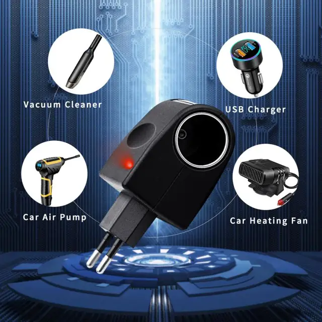 2024 Household /DC Car Cigarette Lighter Conversion Plug 220V To 12V Power Adapter Interior Parts Automobiles Parts