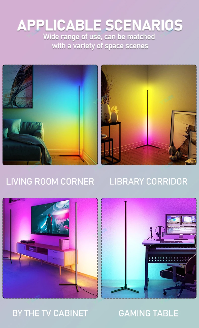 Heightening 180CM Smart Floor Night Light RGBIC Tuya Smart APP Remote Control Nordic Stand Floor Lamp Mood Light For Game Room