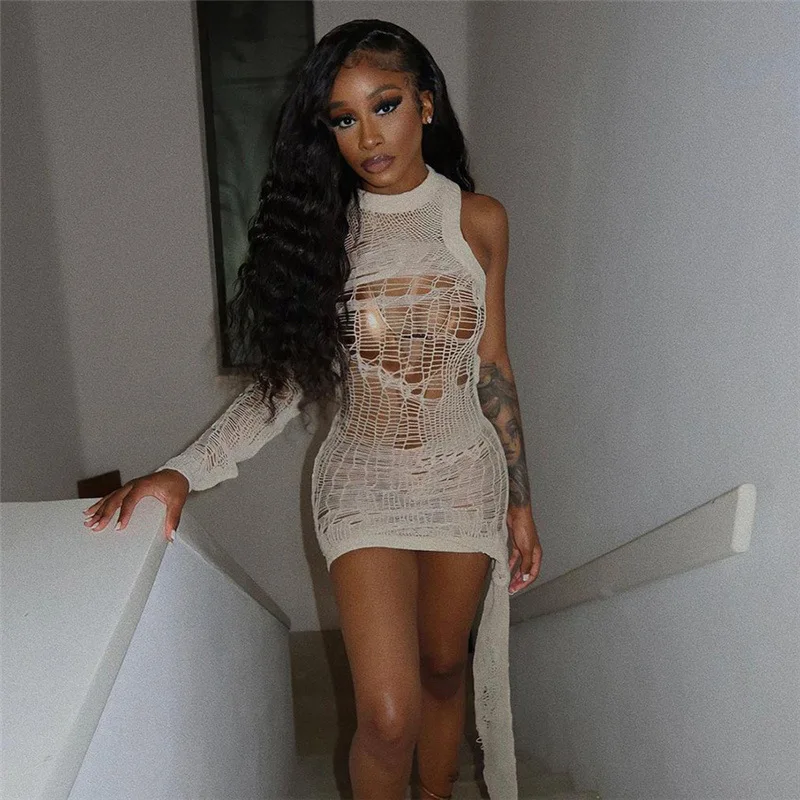 

Женское трикотажное мини-платье без рукавов, с вырезами