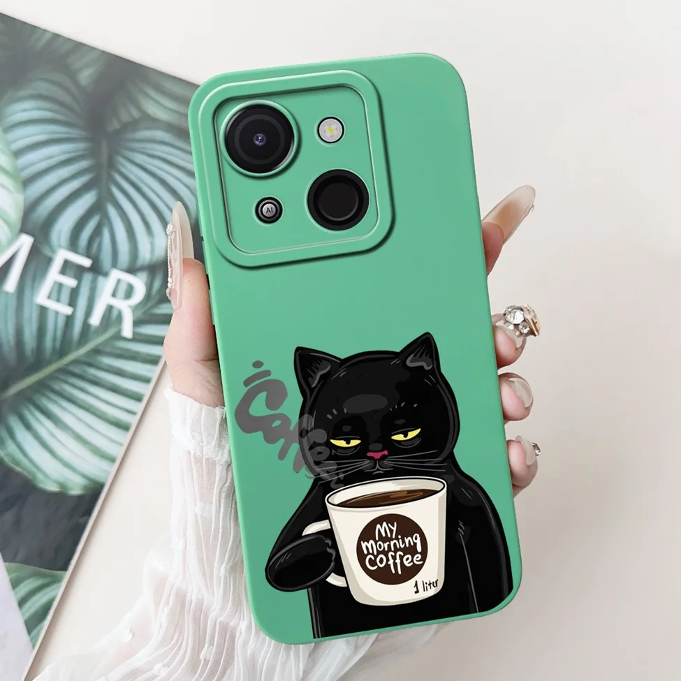 Cute Cat & Floral Silicone Phone Case - Stylish Protective Bumper