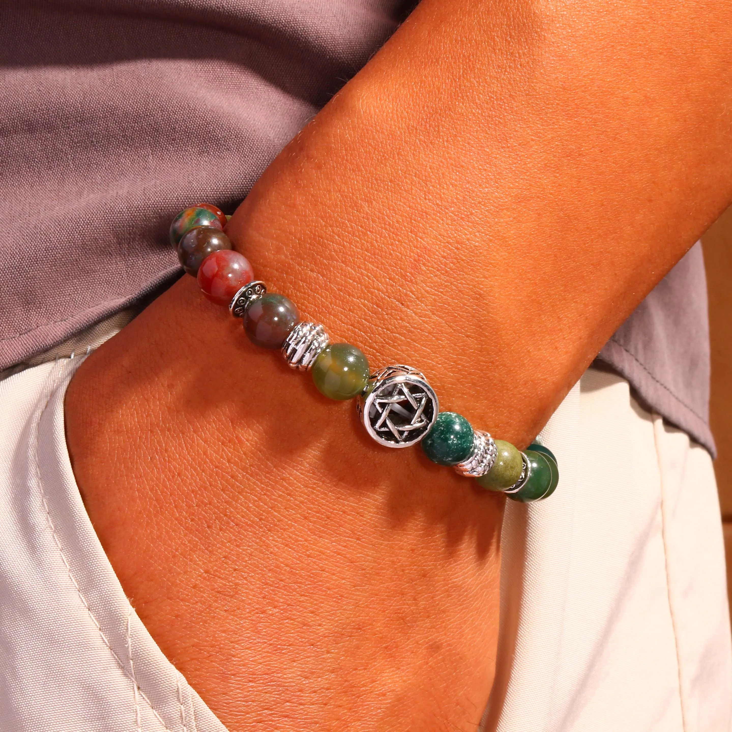Jewish Star of David Man Bracelets For Man Lava Rock Stone Yurman David Star Pulseras Hombre Pulseras Masculina bracelet jewelry