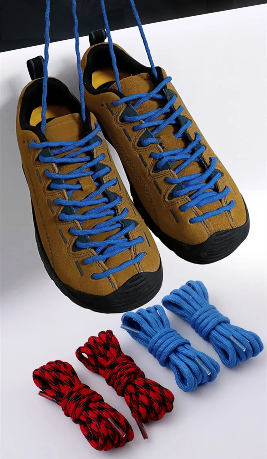 Runde gewellte Schnürsenkel, geeignet für Wasserverfolgungsschuhe, Wanderschuhe, Sportschuhe, rutschfeste, entspannte, verlängernde Schnürsenkel – Detail 2