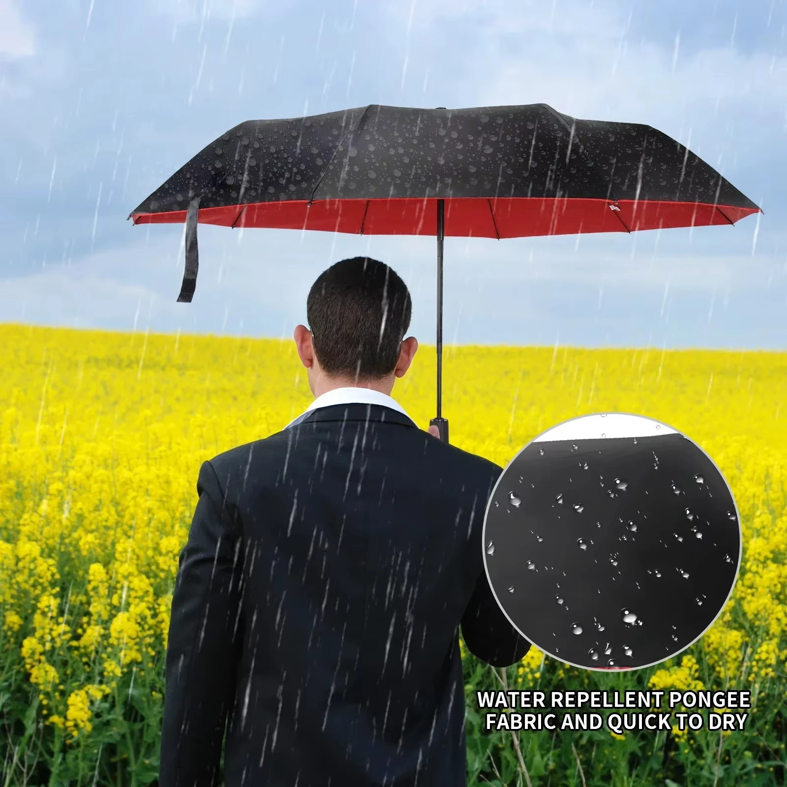 10Bones Automatic Umbrella Long Handle Large Double Rubber Sun Protection Double Layer Wind Resistant Umbrella