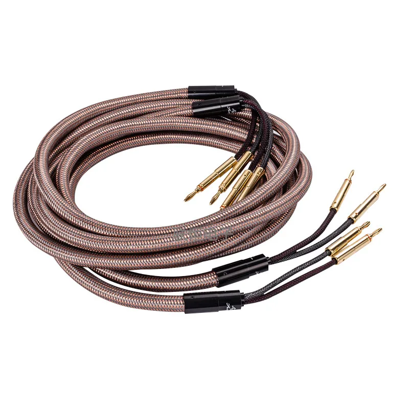 1 Paio Di Cavi Per Altoparlanti Hifi Accuphase Spina A Banana Placcata In Rame