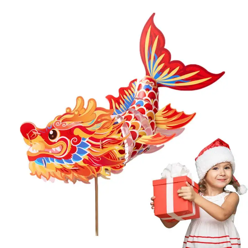 

Chinese New Year Lanterns Lighted Festival Lantern DIY Craft Kit Fish Shaped Handmade Handheld Lamp With DIY Material Spring