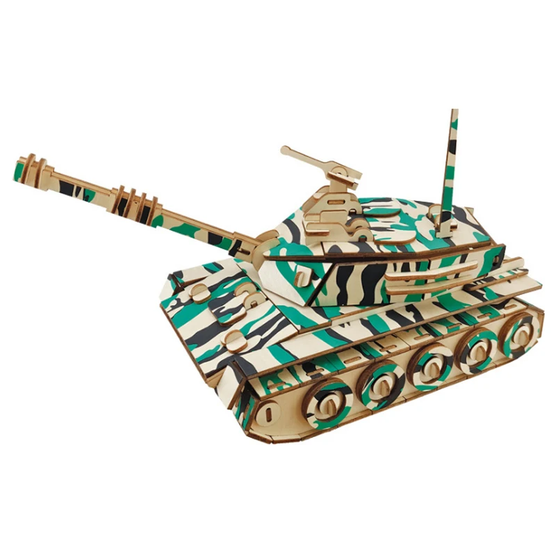 

Main Battle Tank 3D Wooden Boys Puzzle T-34 KV-2 Military Weapon Model Wood Jigsaw Kids DIY Educational Toys For Children