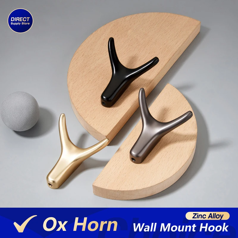 Ox Horn Zinc Alloy Wall Mount Hook Dual Hanger Wardrobe Clothes Coat Bag Hat Hanging Bathroom Kitchen Racks kitchen hook wall hanger wall clothes hook towel hook wall coat rack