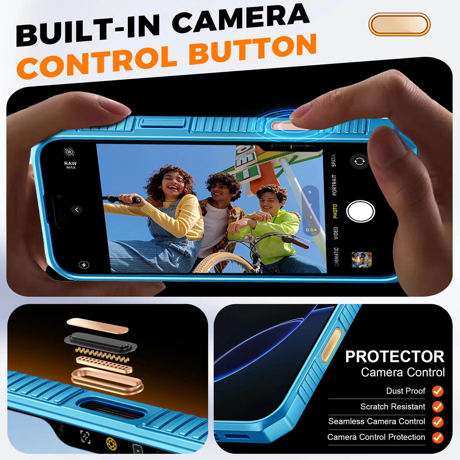 RFID Blocking Sliding Camera Wallet Case with Anti-Slip Texture - Perfect Mother's Day Gift