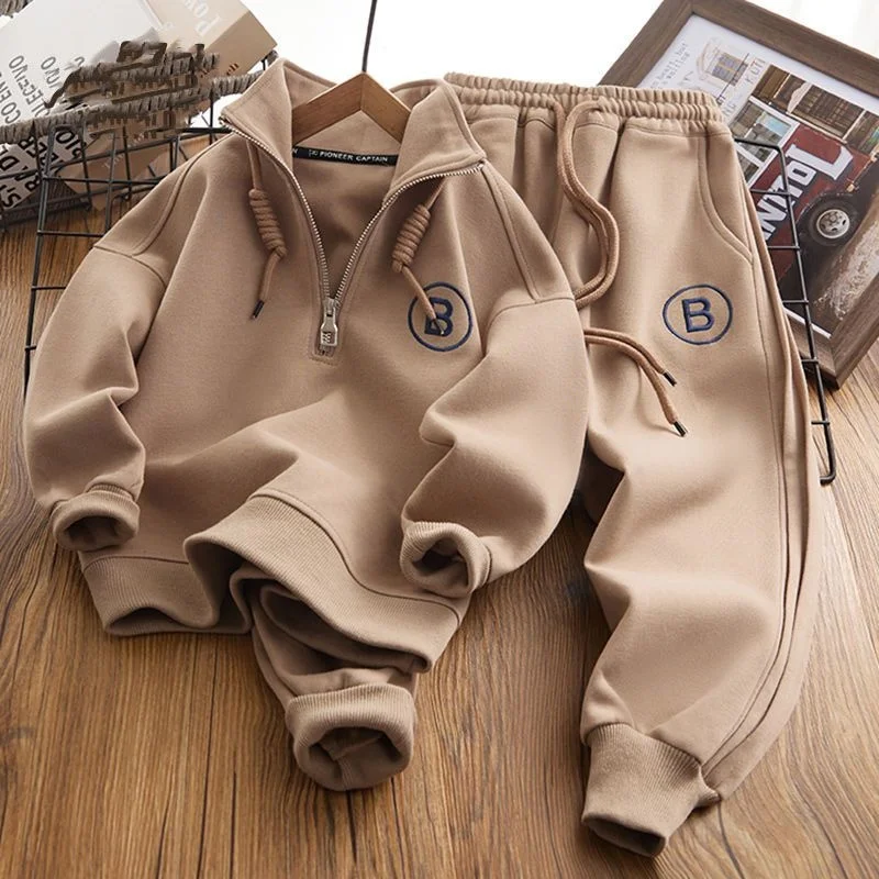 

2023 New Spring Autumn Childhood Boys' student Sports Set Middle and Big children Leisure Fashion Trend kids clothing embroider