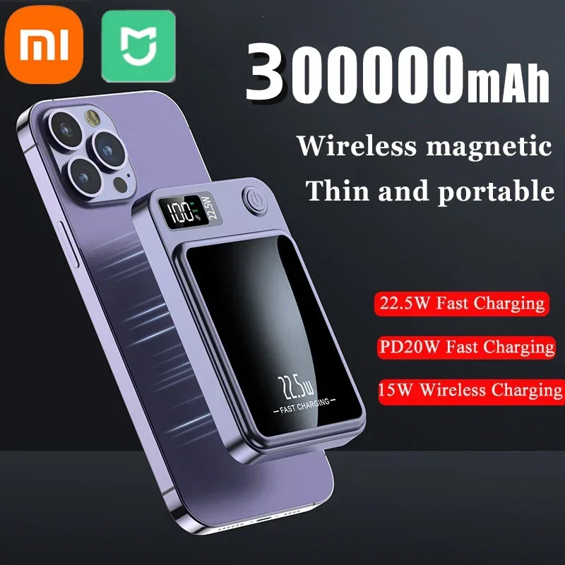 Power Bank Xiaomi Mijia Magnetic Wireless 30000mAh Fast Charger For Magsafe Portable Auxiliary Battery Pack For Iphone Huawei