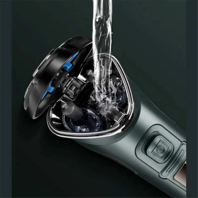 남성용 세척 가능 전기 면도기 3D 플로트 면도날 면도기 수염 면도기 콧수염 이발 습식 건식 얼굴 털 면도 트리머