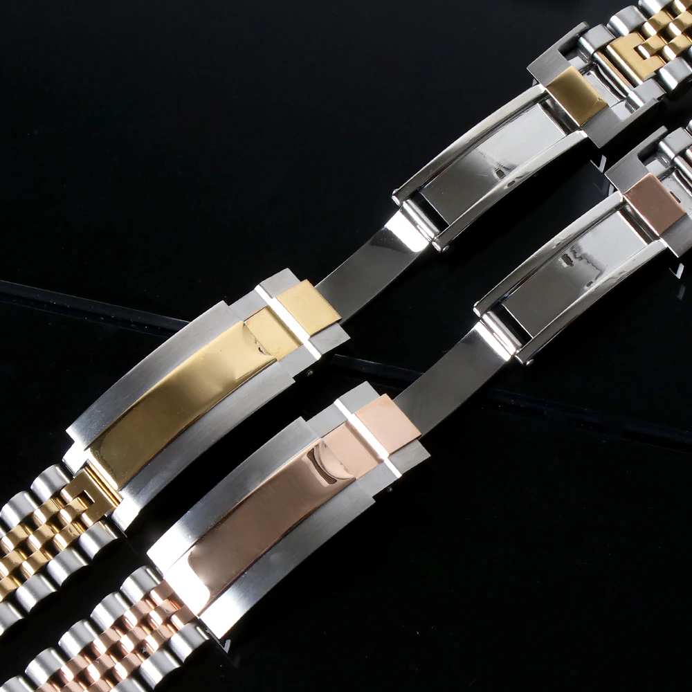 Premium 20mm 904L Stainless Steel Watch Strap with Glide Lock Buckle - Silver Jubilee Bracelet Design