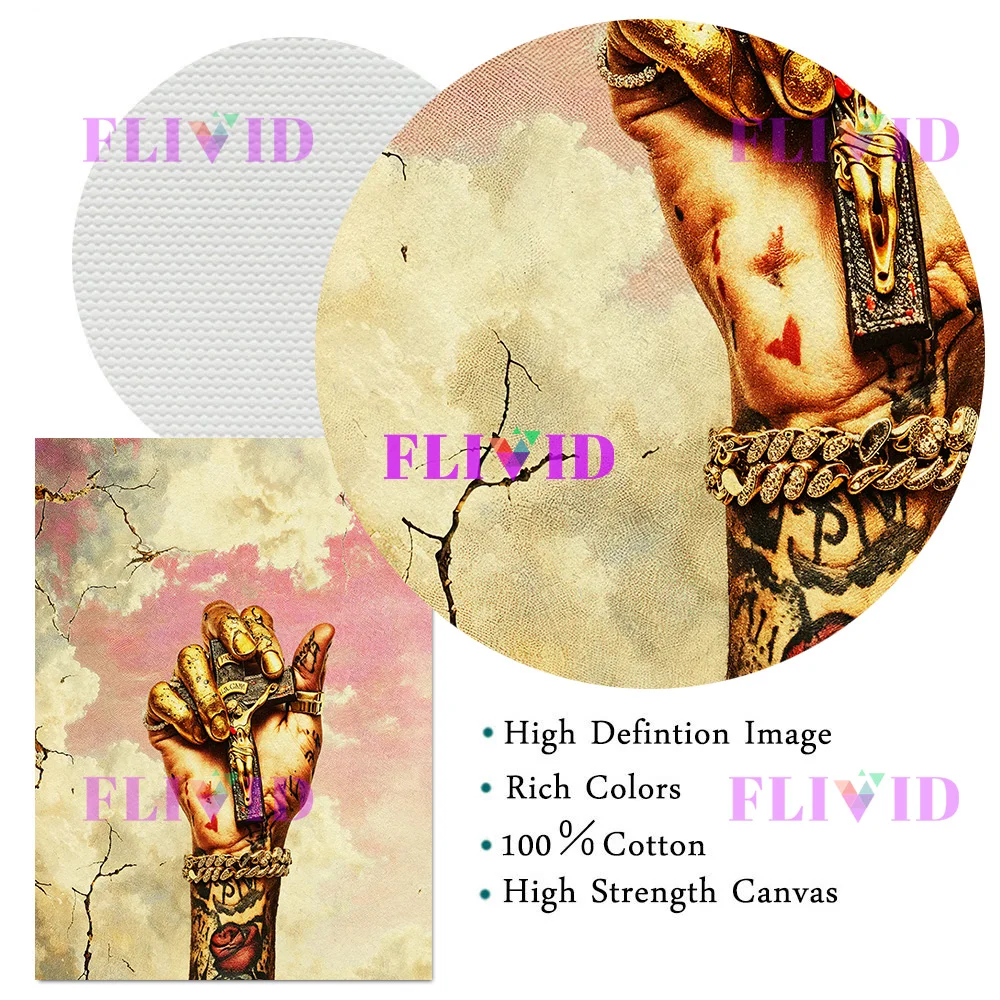 Vintage Golden Cross and Crucifixion Gothic Wall Art Canvas Print
