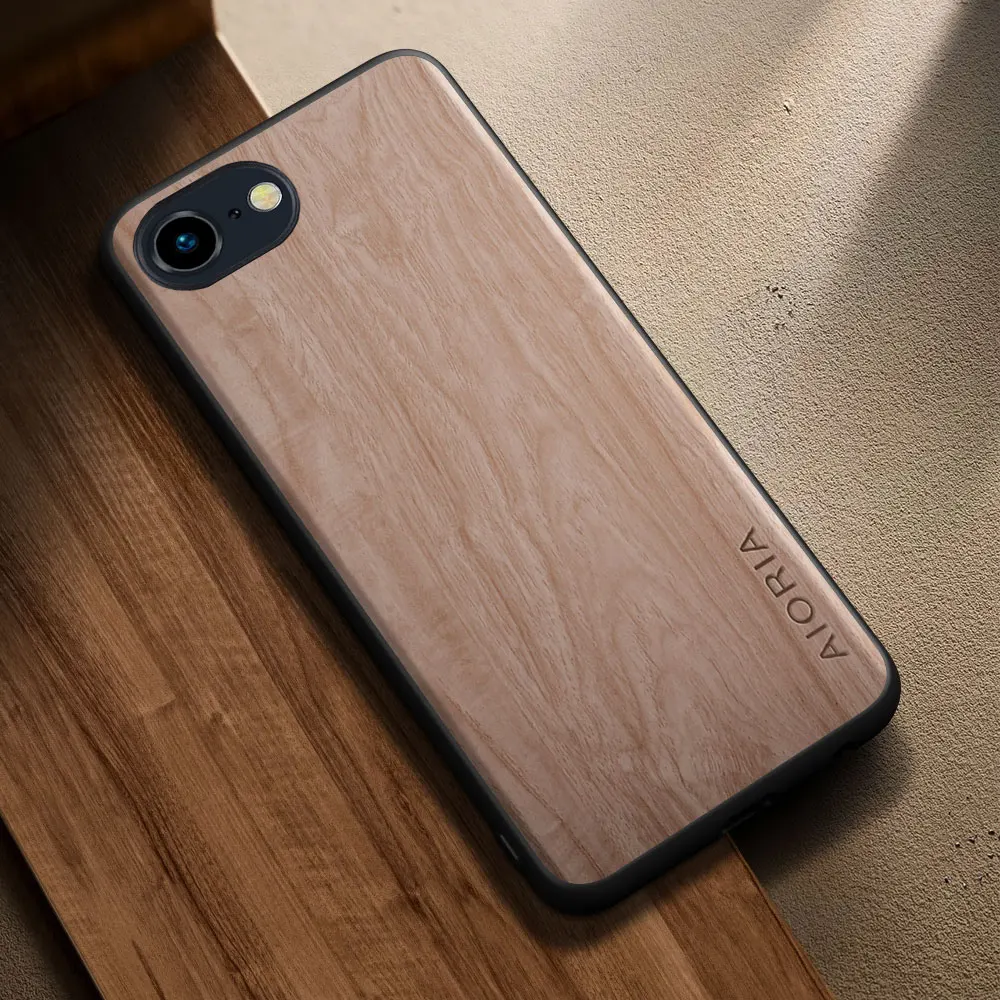 Wooden Pattern PU Leather Phone Case - Modern & Stylish Design