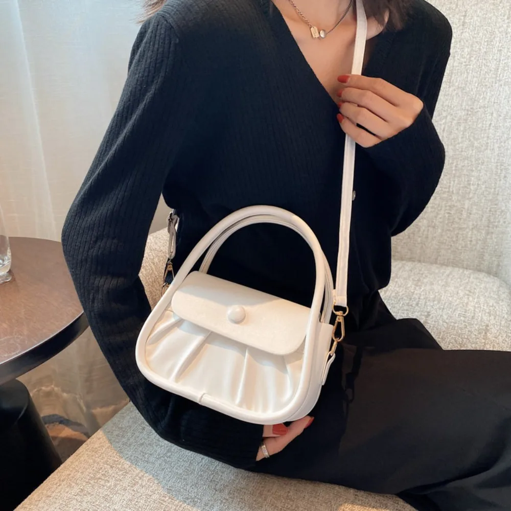

PU PU Leather Bag Beautiful Solid Color Mini Shoulder Crossbody Bag Buckle Square Bag