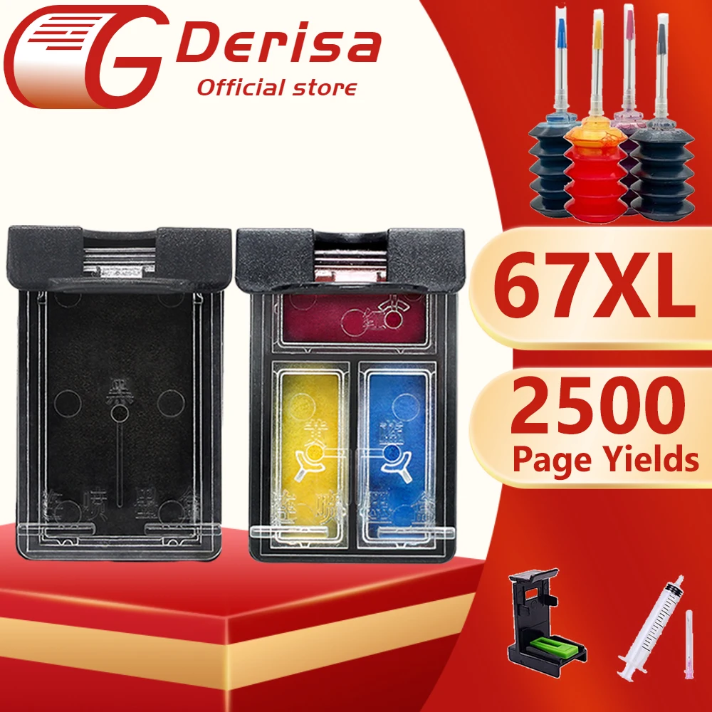 67Xl Cartridge Refillable Ciss Replacement For Hp 67 Hp67 Cartridge For Hp Envy 6010 6012 6020 6022 6030 6055 6075 6078 6410