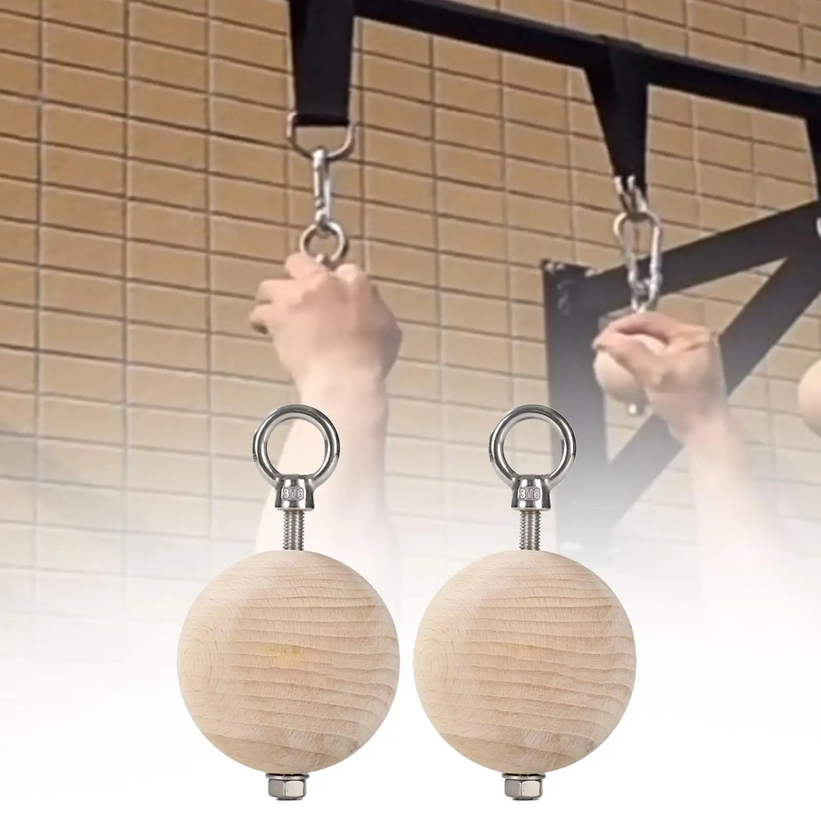 Pull up Ball Wooden for Workout Grip Strength Training Exerciser Kettlebell