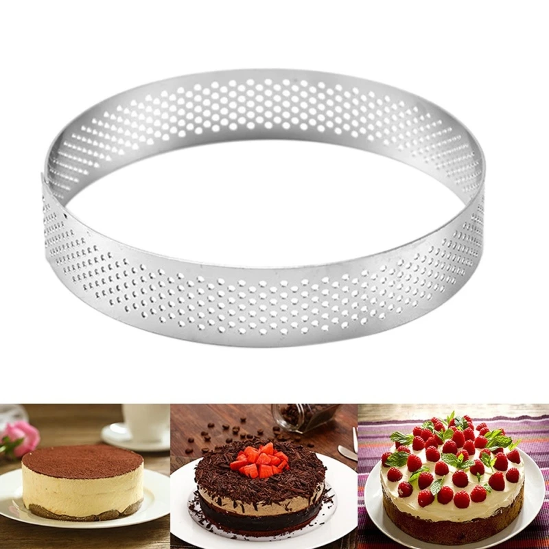 Set 4 Anelli Per Torte In Acciaio Inox - Stampi Rotondi Forati 6/10/15/20 Cm Per Mousse E Dessert