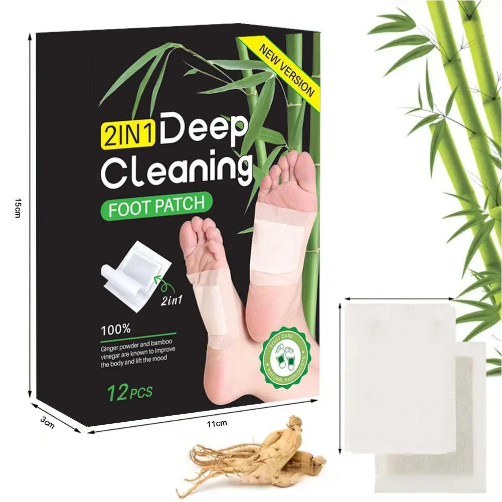 12pcs Mugwort Charcoal Foot Patch for Health Care