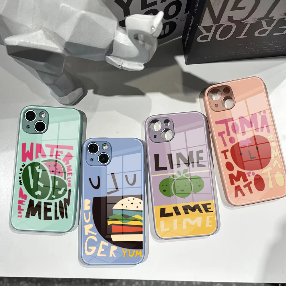 Per Iphone 14 Cute Watermelon Food Poster Custodia Per Telefono In Vetro 14 13 11 12 Pro 8 Plus X 13 Pro Max Xr Xs Mini Cover In Vetro Colorato
