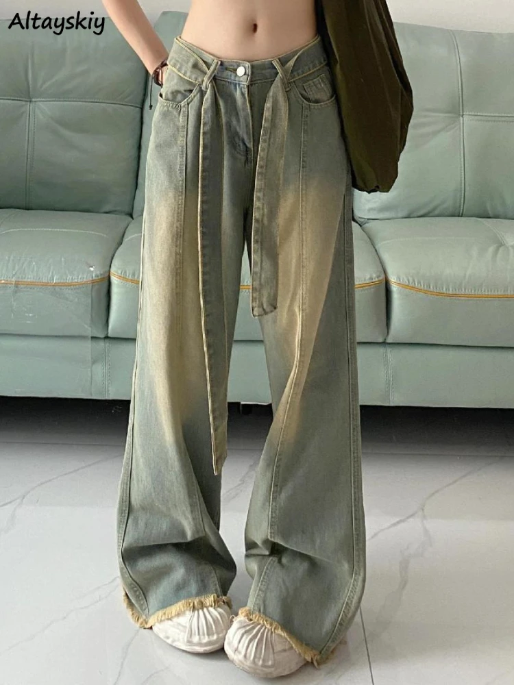 

Джинсы женские классические универсальные свободные, уличная одежда для отдыха, студентов, в американском стиле ретро, привлекательные простые Популярные весенние