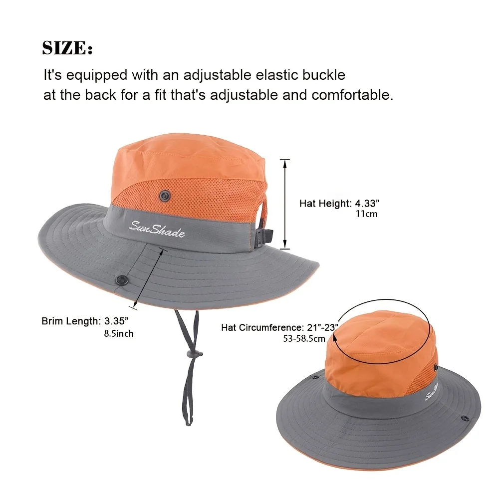 UV Protection Wide Brim Ponytail Sun Hat 3