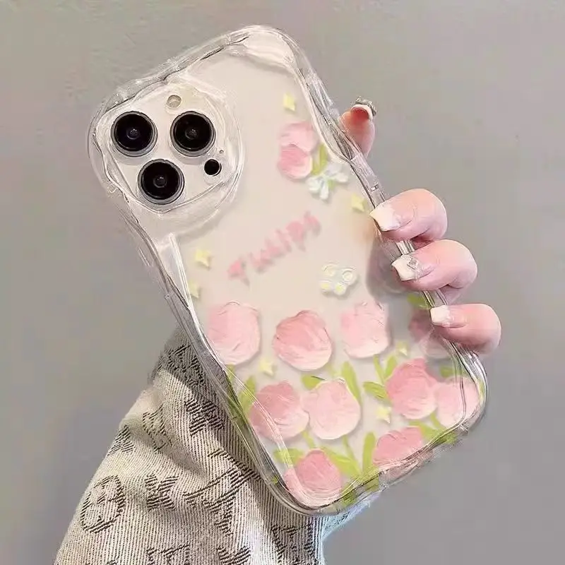 Transparent Tulip Flower TPU Phone Case Cover