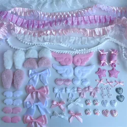 Enchanting Pink Princess Hair Accessory Craft Kit for Girls - 67 - Piece Set with Lace, Ribbons, Bows, Mini Fans, and Clips (Pink)