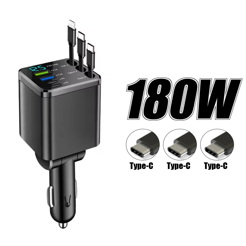 ตัวเลือกสินค้า ที่ชาร์จแบตในรถ 180W ชาร์จเร็ว PD30W พร้อมจอแสดงผล