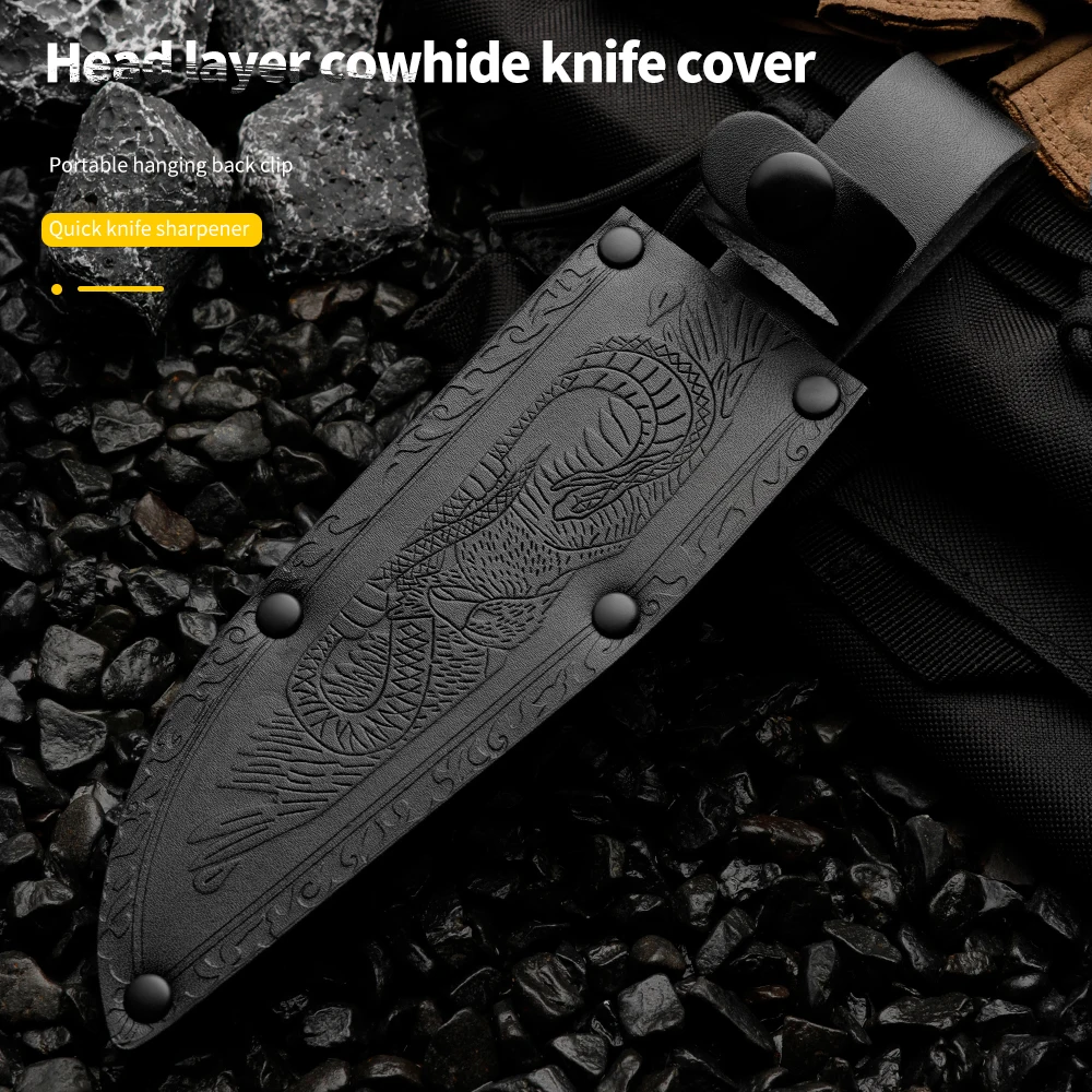 HUANGFU High quality 9CR18MOV outdoor knife fixed blade wilderness survival knife men's gift rescue knife hiking hunting knife 6