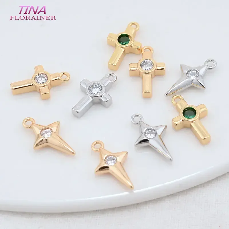 8MM 13MM 14K Gold Farbe Überzogen und Zirkon Kreuz Charms Anhänger Für Halskette Armband Schmuck Machen Lieferungen diy Zubehör