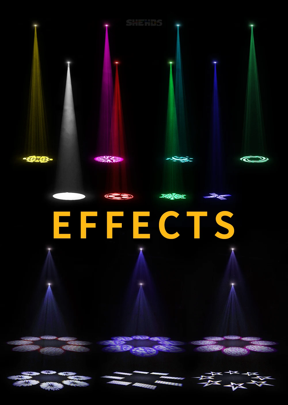 SHEHDS 2 stücke LED 160 W Spot Moving Head Licht 8 Prismen 7 Farben 6 Gobos Rotierenden Für DJ Bar disco Nachtclub Home Party Bühne – Detail 9